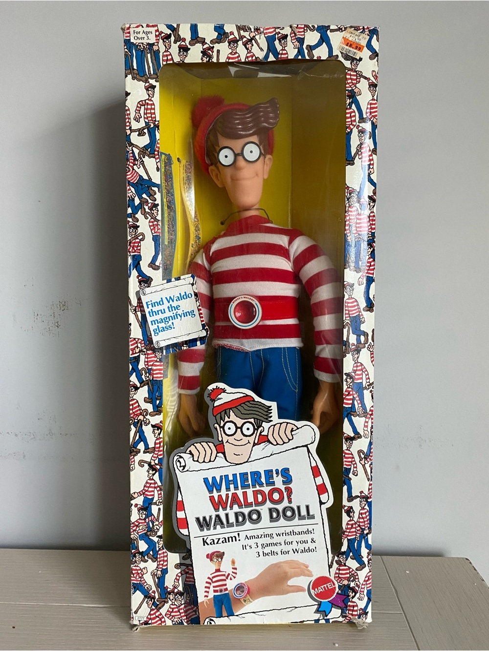 Where’s Waldo? 18” Waldo Doll Vintage 1991 Magnifying Glass Wristbands Mattel